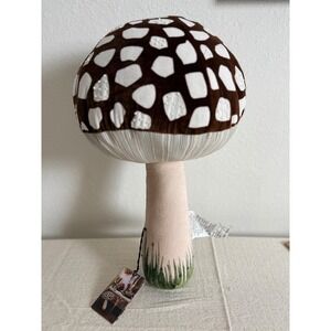John Derian for Target Mushroom Pillow Cotton Velvet Brown Beaded Cottagecore
